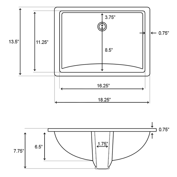 American Imaginations 18.25" W, Undermount Sink AI-537